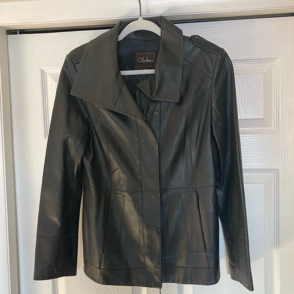 Black Leather Jacket Cole Haan Women's size 8